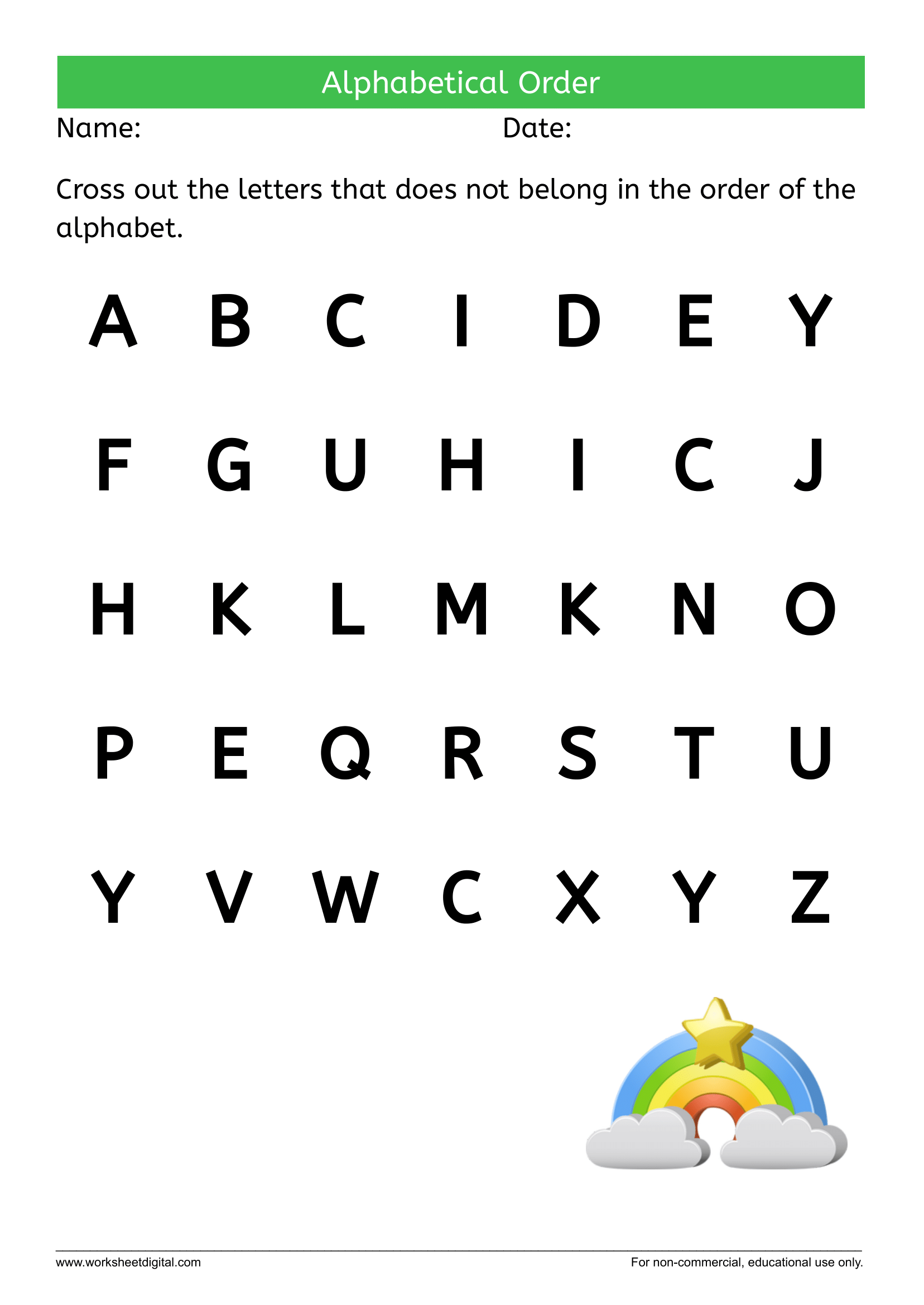 Alphabet Letters Out Of Order Worksheet
