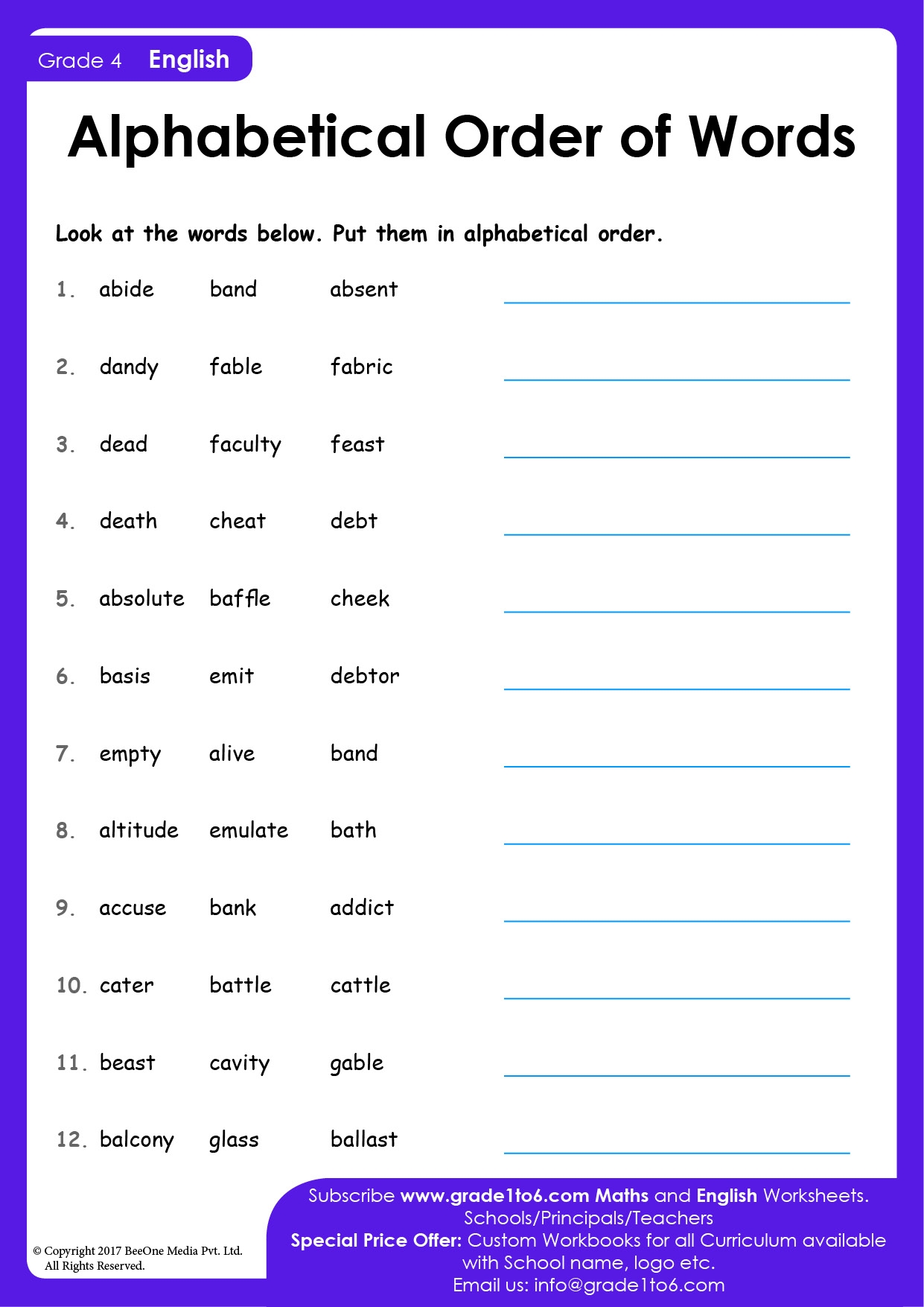 Alphabetical Order Worksheets Grade 4 Alphabetical Order Worksheets Grade 4