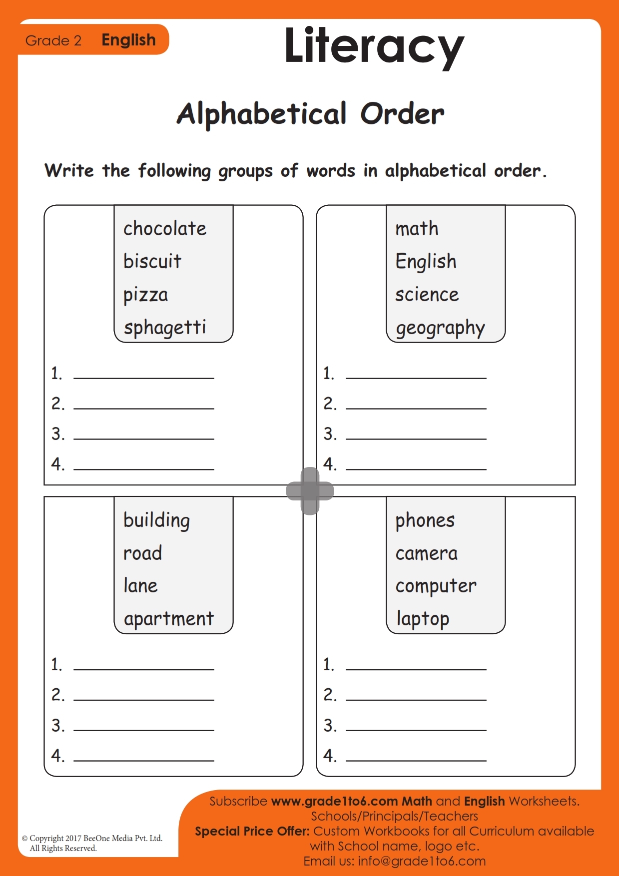 Alphabetical Order Worksheets Grade1to6 Alphabetical Order Worksheets Grade1to6