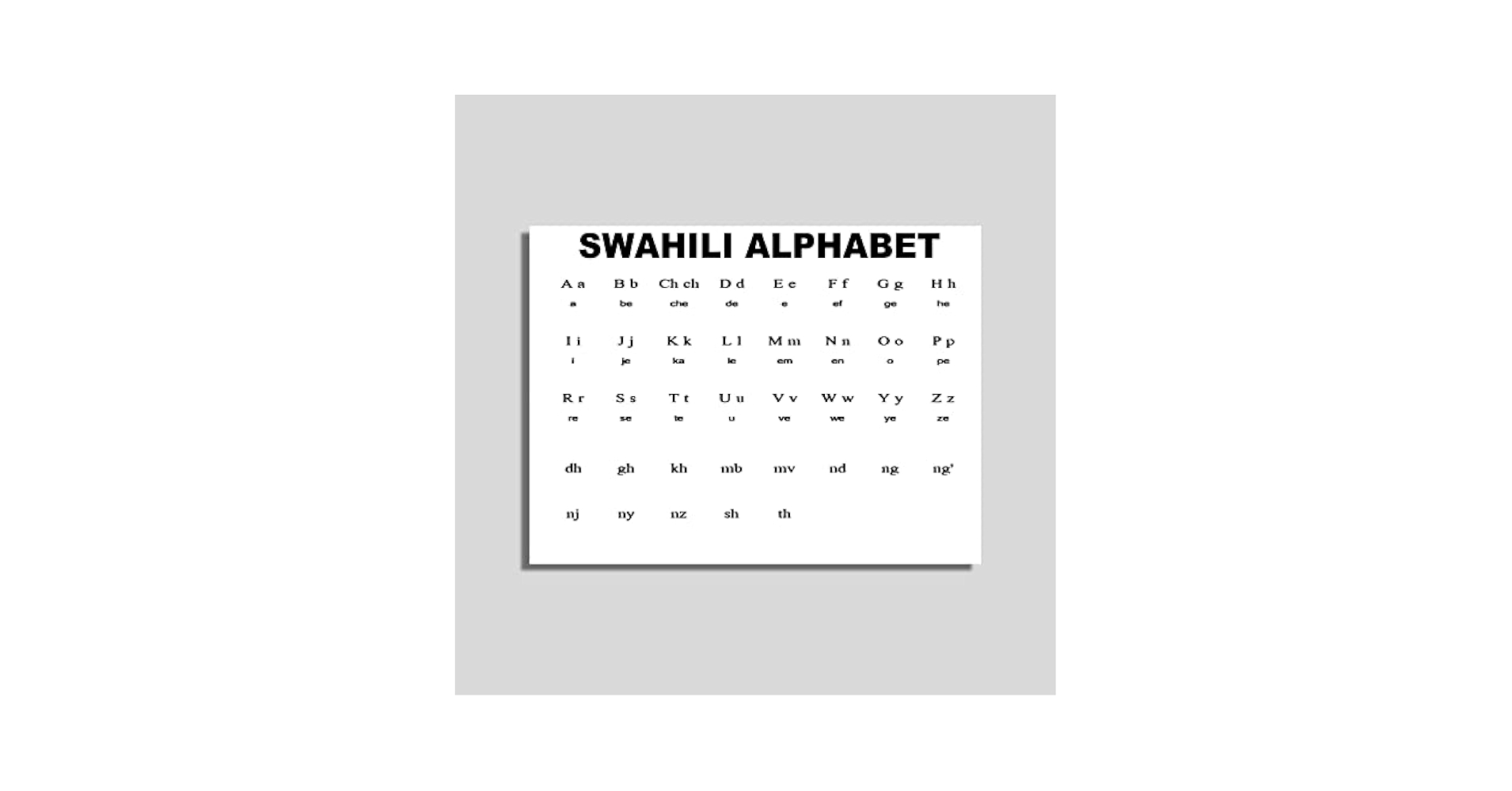 Amazon Ara Step White Swahili Alphabet Educational Poster Amazon Ara Step White Swahili Alphabet Educational Poster