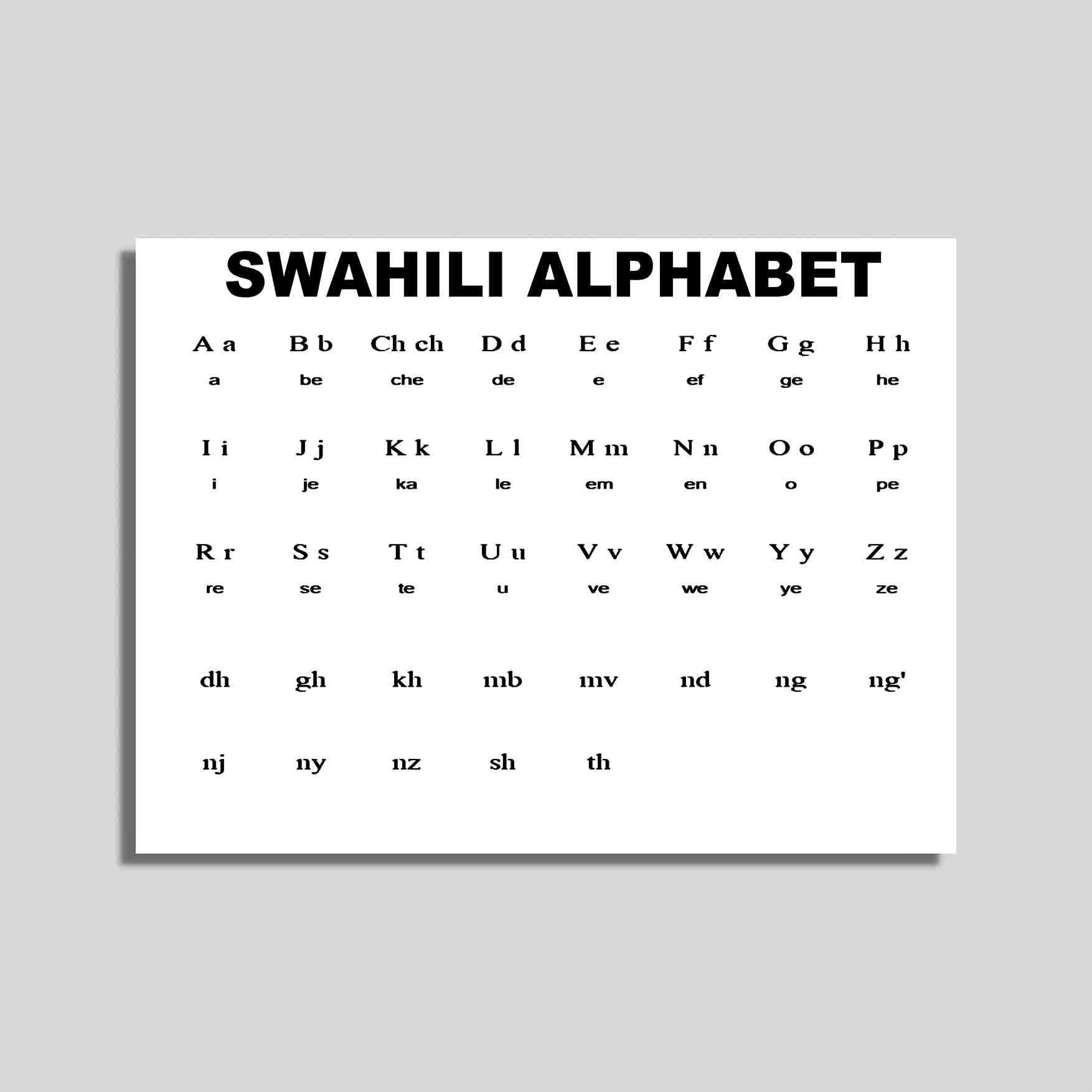 Amazon Ara Step White Swahili Alphabet Educational Poster Amazon Ara Step White Swahili Alphabet Educational Poster