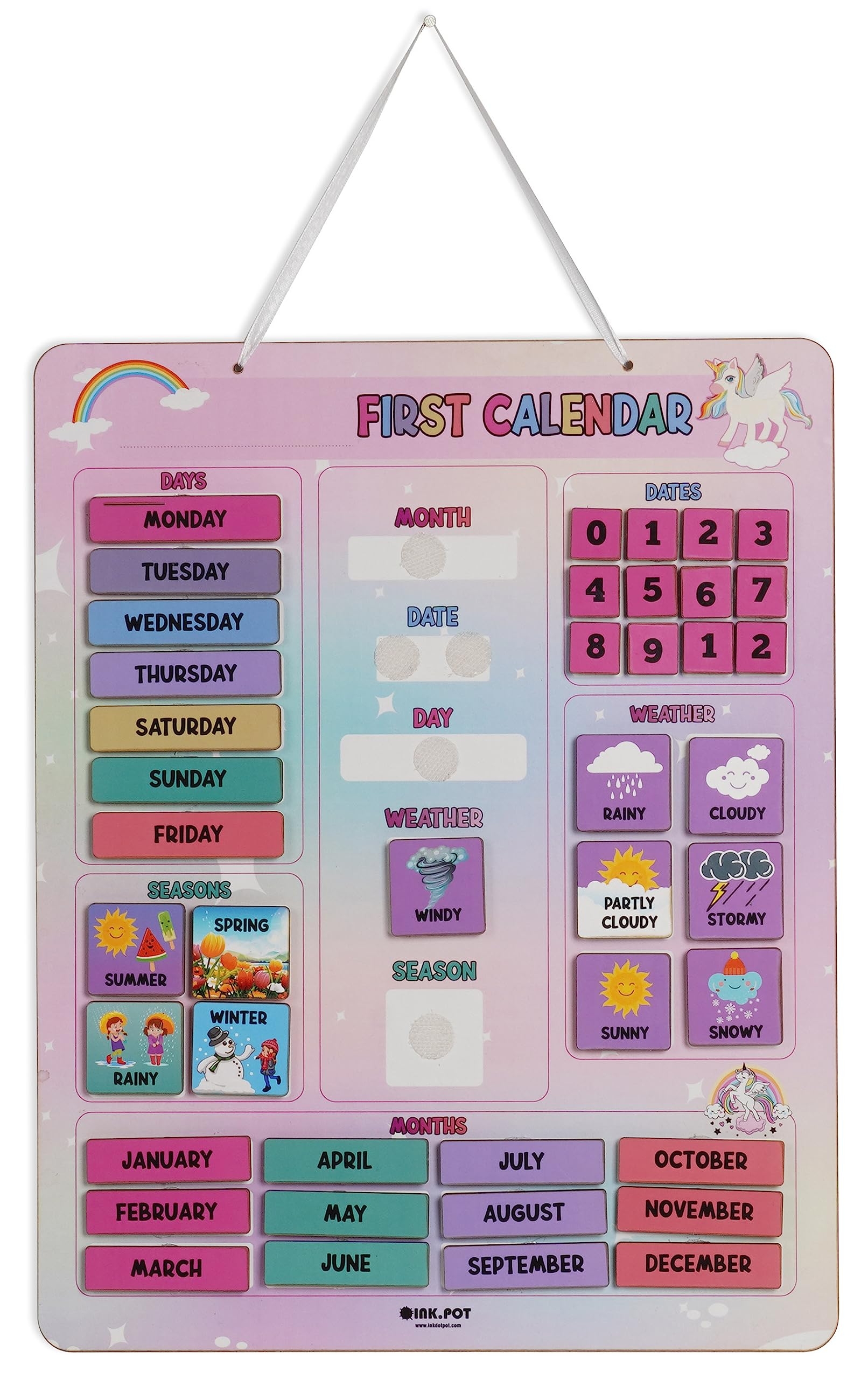 Amazon Inkdotpot My First Calendar Board For Kids Preschool Amazon Inkdotpot My First Calendar Board For Kids Preschool