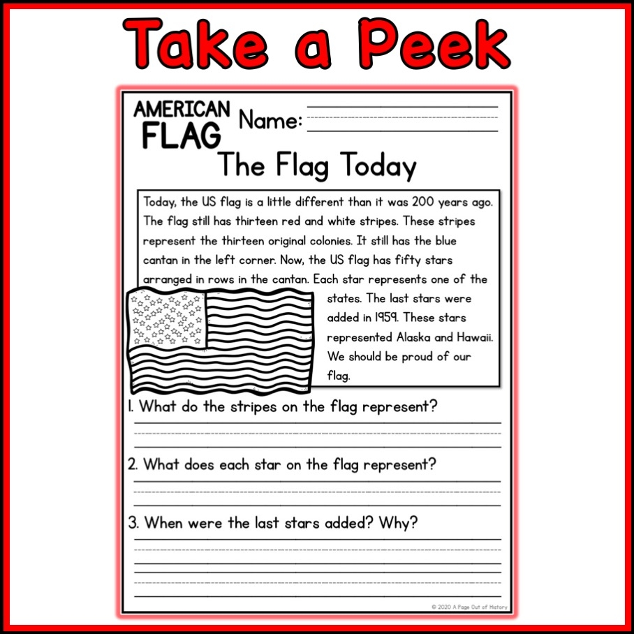 American Flag Social Studies Reading Comprehension Passages K 2 Classful American Flag Social Studies Reading Comprehension Passages K 2 Classful