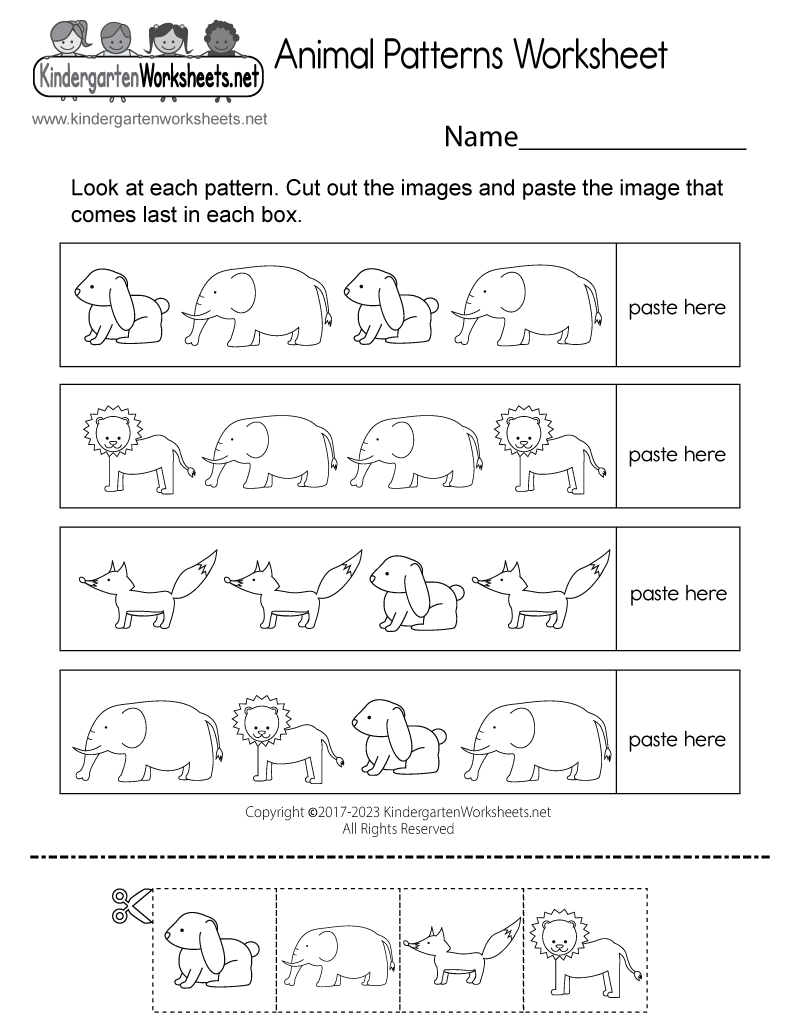 Free Kindergarten Worksheet Patterns