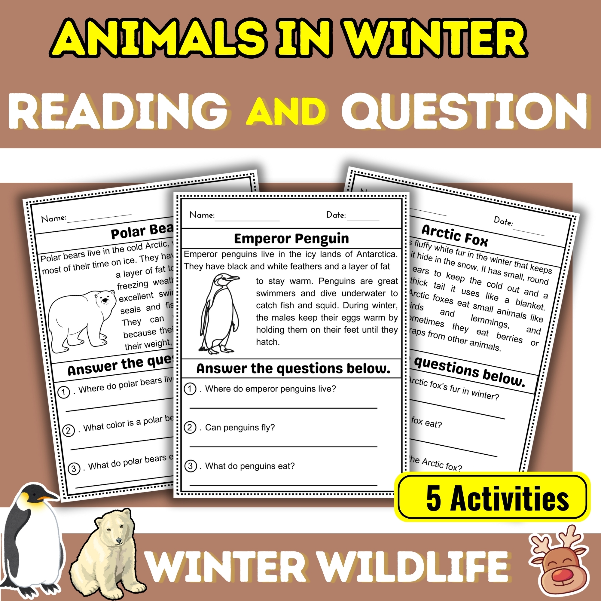 Animals In Winter Reading Worksheets For 1st Grade Learn About Winter Wildlife Made By Teachers Animals In Winter Reading Worksheets For 1st Grade Learn About Winter Wildlife Made By Teachers