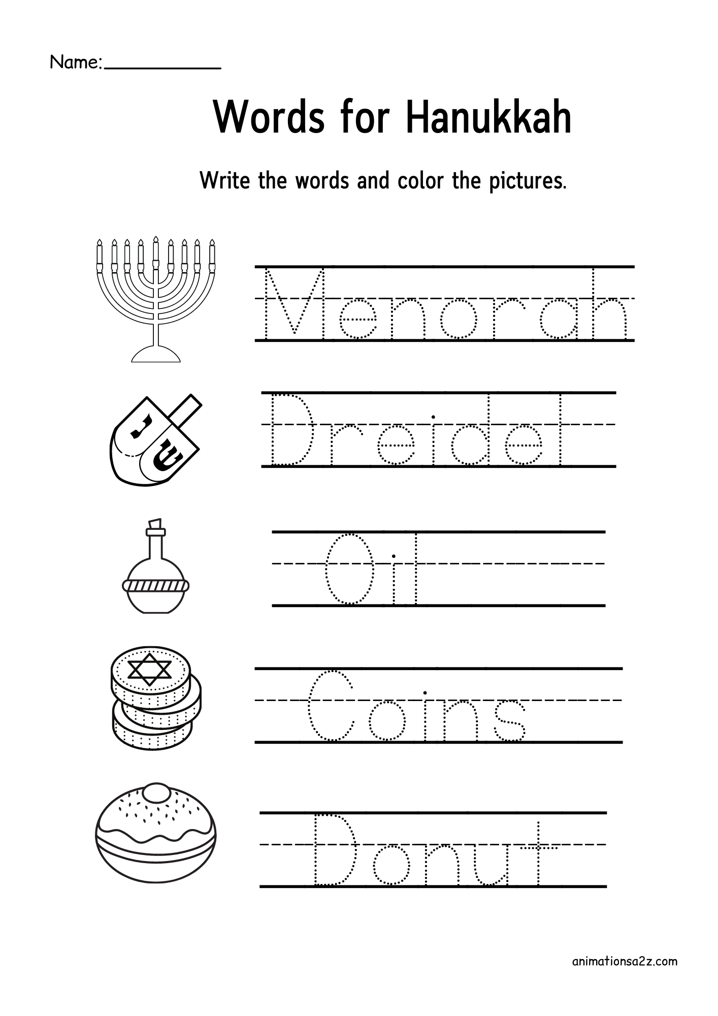 Free Hanukkah Worksheets For Kindergarten