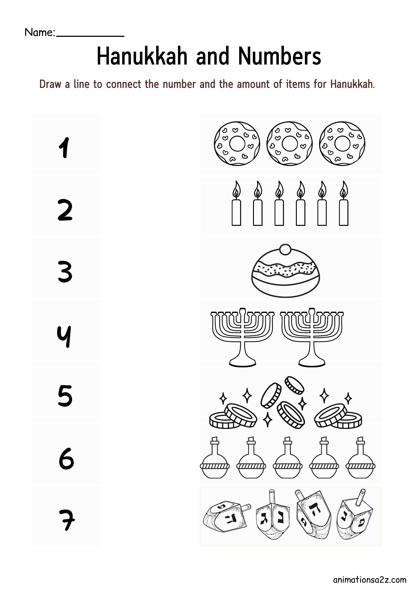 Animations A2z Hanukkah Worksheets