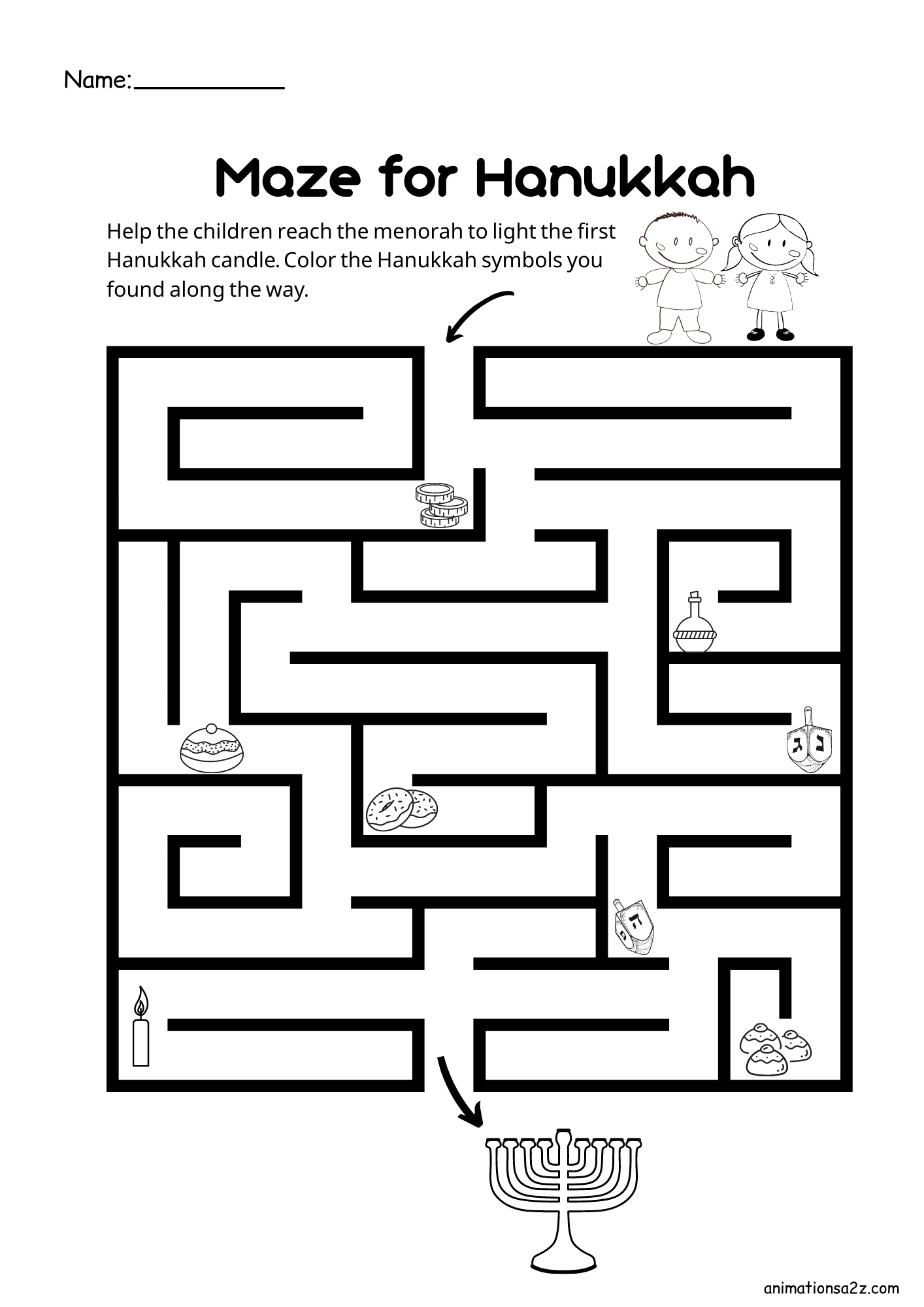 Animations A2z Hanukkah Worksheets