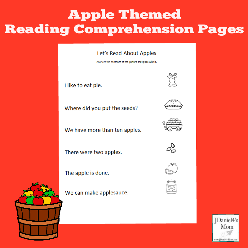 Apple Themed Reading Comprehension Worksheets