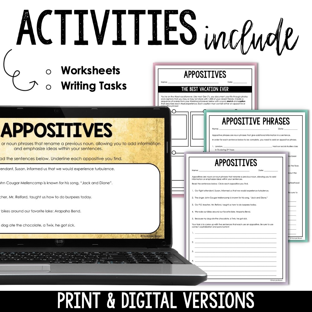 Appositives And Appositive Phrases Mini Lesson PowerPoint And Worksheets Hey Natayle