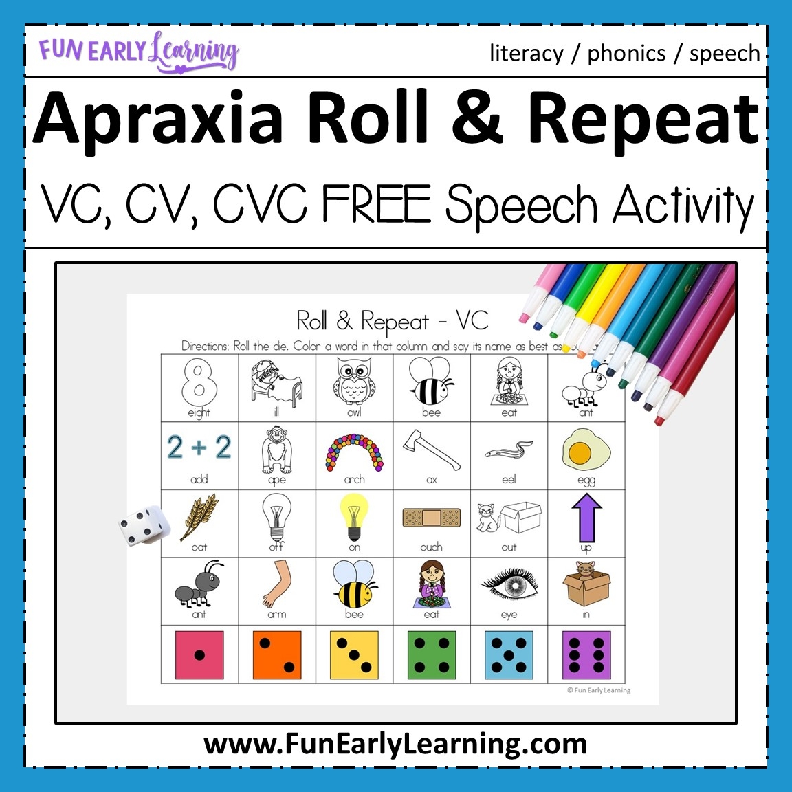 Apraxia Roll And Repeat VC CV CVC Fun Early Learning Apraxia Roll And Repeat VC CV CVC Fun Early Learning