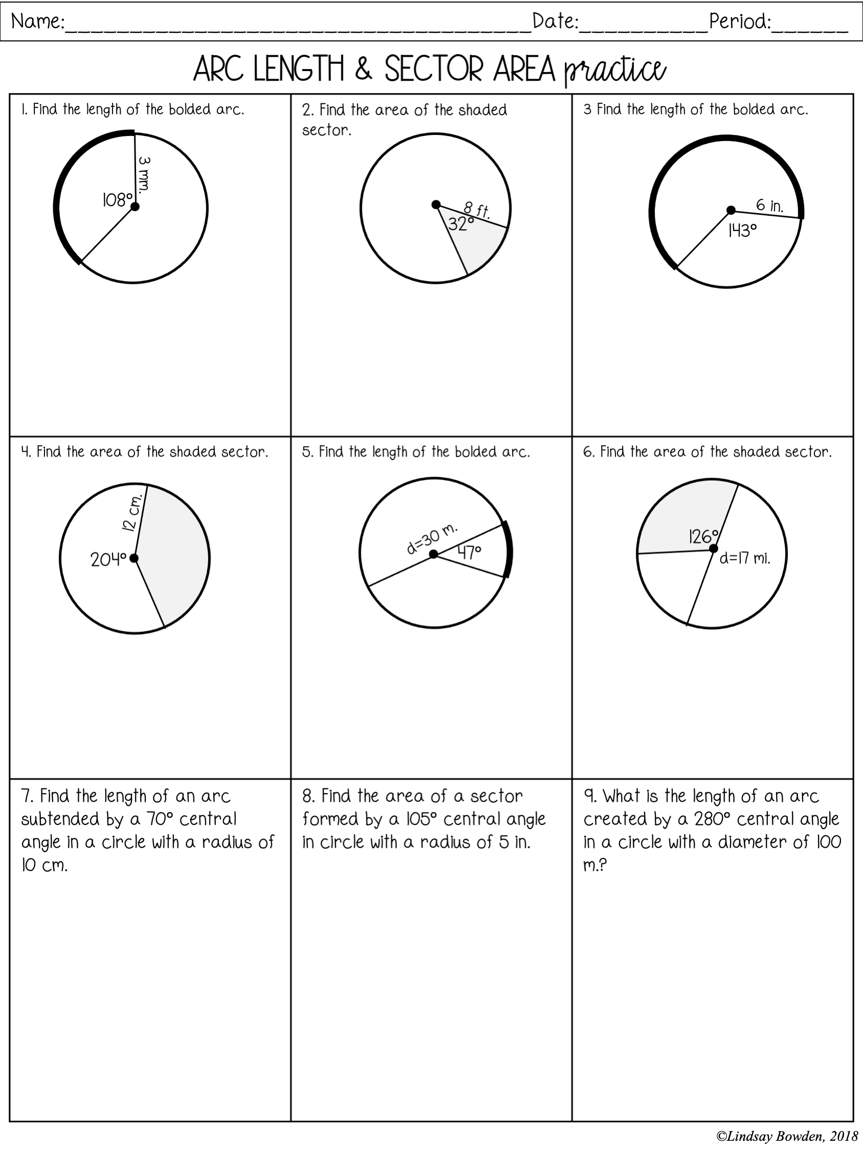 Arc Length Maze Worksheet Answer Key