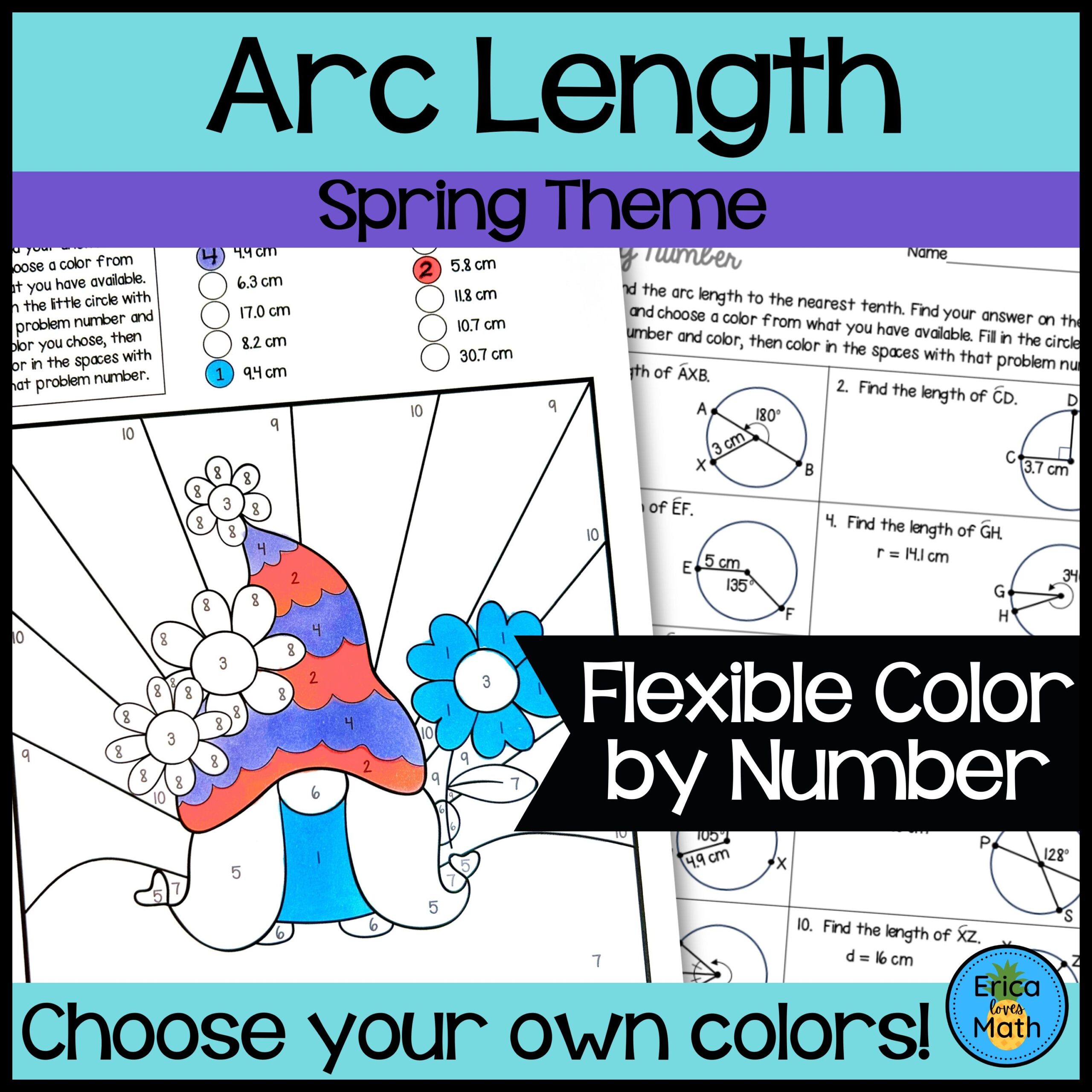 Arc Length In Circles Color By Number Activity For Spring Classful