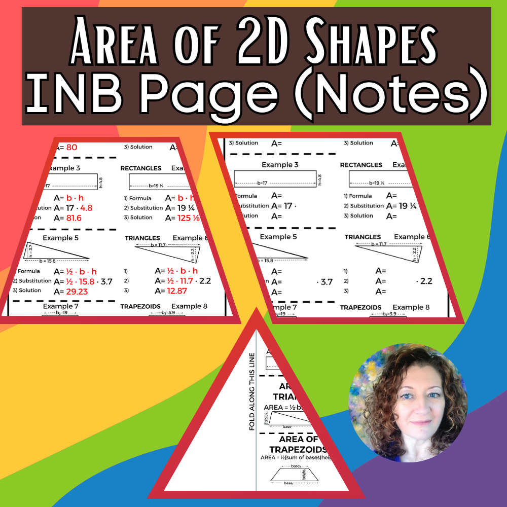 Area Of Rectangles Parallelograms Trapezoids And Triangles Foldable Notes INB Page Classful