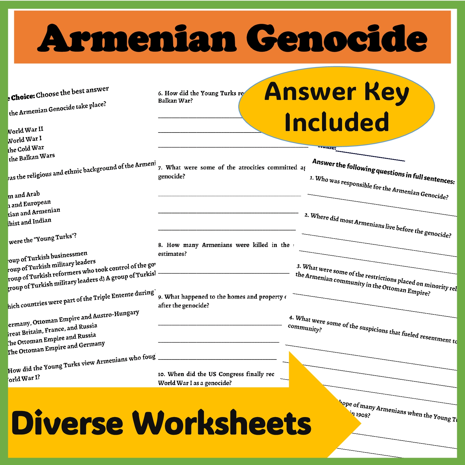 Armenian Genocide Reading Comprehension Teaching Resources Armenian Genocide Reading Comprehension Teaching Resources