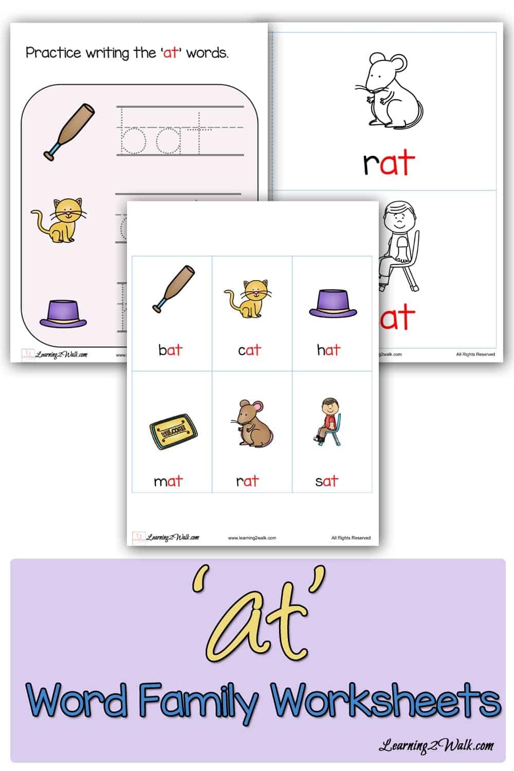 At Word Families Worksheets Kindergarten