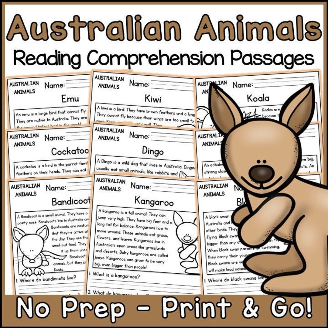 Australian Animals Reading Comprehension Passages And Questions Science Printable Worksheets Etsy Australia Australian Animals Reading Comprehension Passages And Questions Science Printable Worksheets Etsy Australia