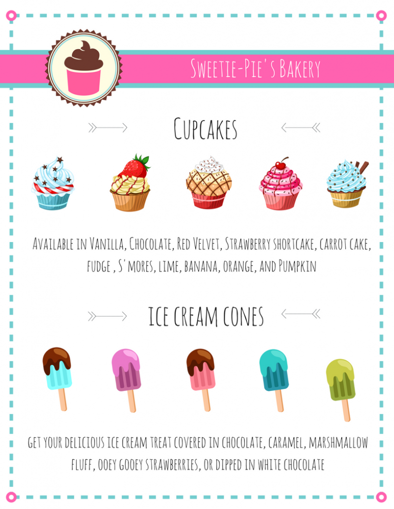 Bakery And Ice Cream Shoppe Pretend Play Menu Printable Momdot Bakery And Ice Cream Shoppe Pretend Play Menu Printable Momdot
