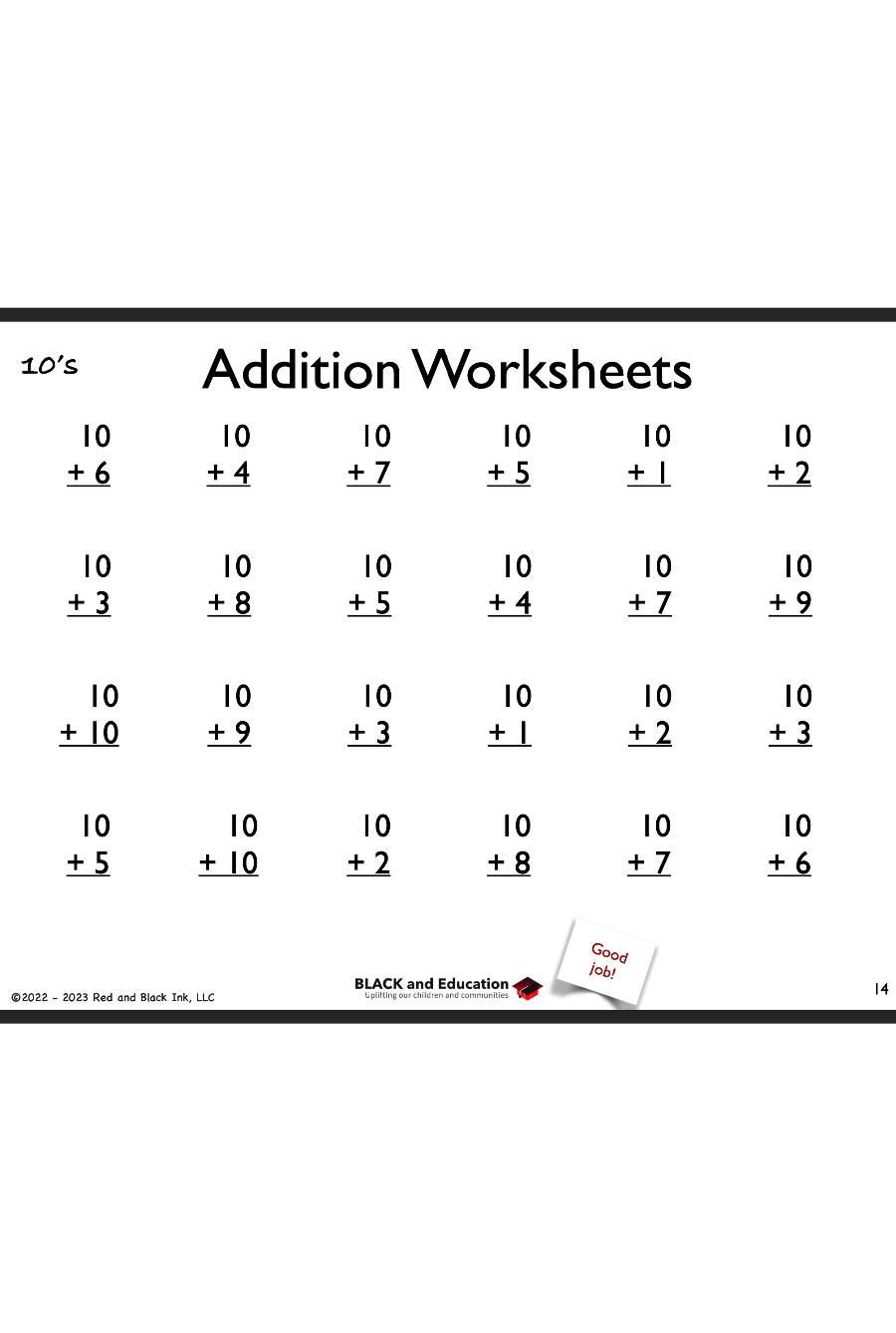 Basic Addition Worksheets For Sums Up To 20 BLACK And Education Basic Addition Worksheets For Sums Up To 20 BLACK And Education
