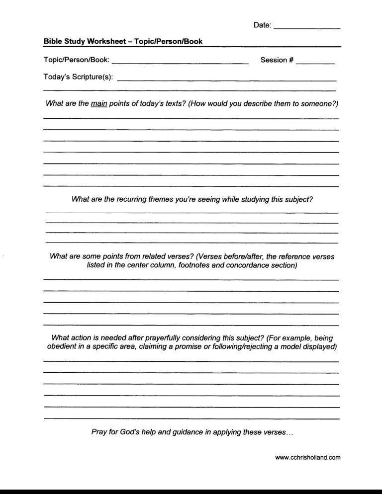 Bible Study Worksheets Cchrisholland
