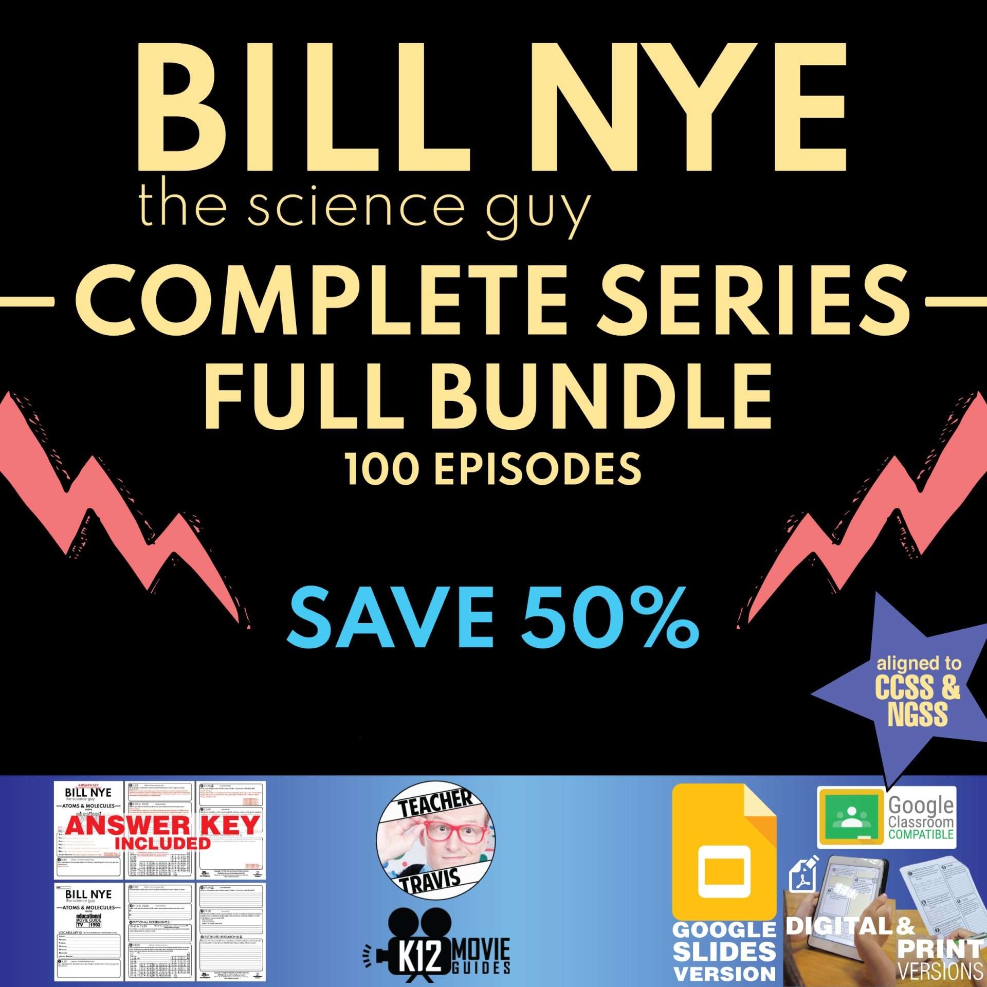 Bill Nye The Science Guy Complete Series 100 Episode Worksheet Bundle