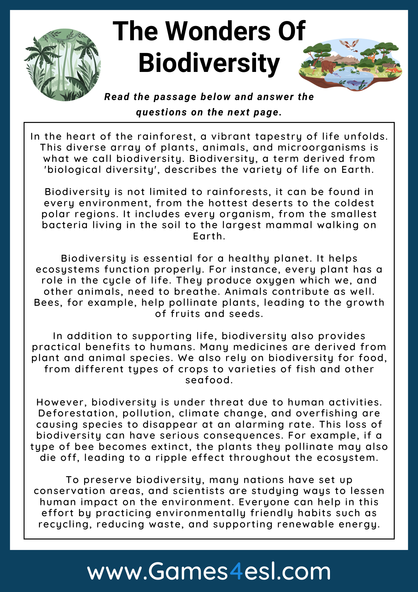 Plants Reading Comprehension Worksheets