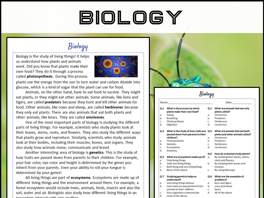 Biology Reading Comprehension Passage And Questions PDF Teaching Resources Biology Reading Comprehension Passage And Questions PDF Teaching Resources