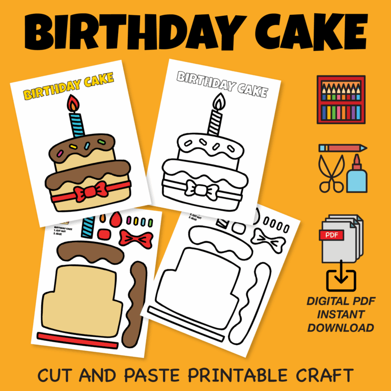 Birthday Cake Cut And Paste Craft Worksheets For Kids Printable
