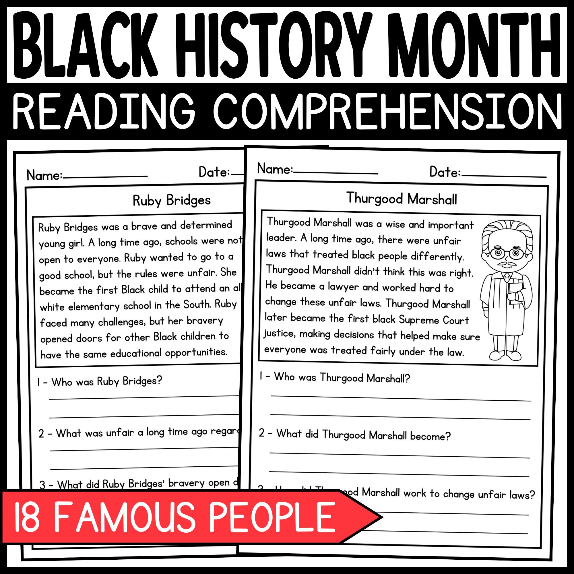 Black Historical Figures Reading Comprehension Passages Black History Month Made By Teachers