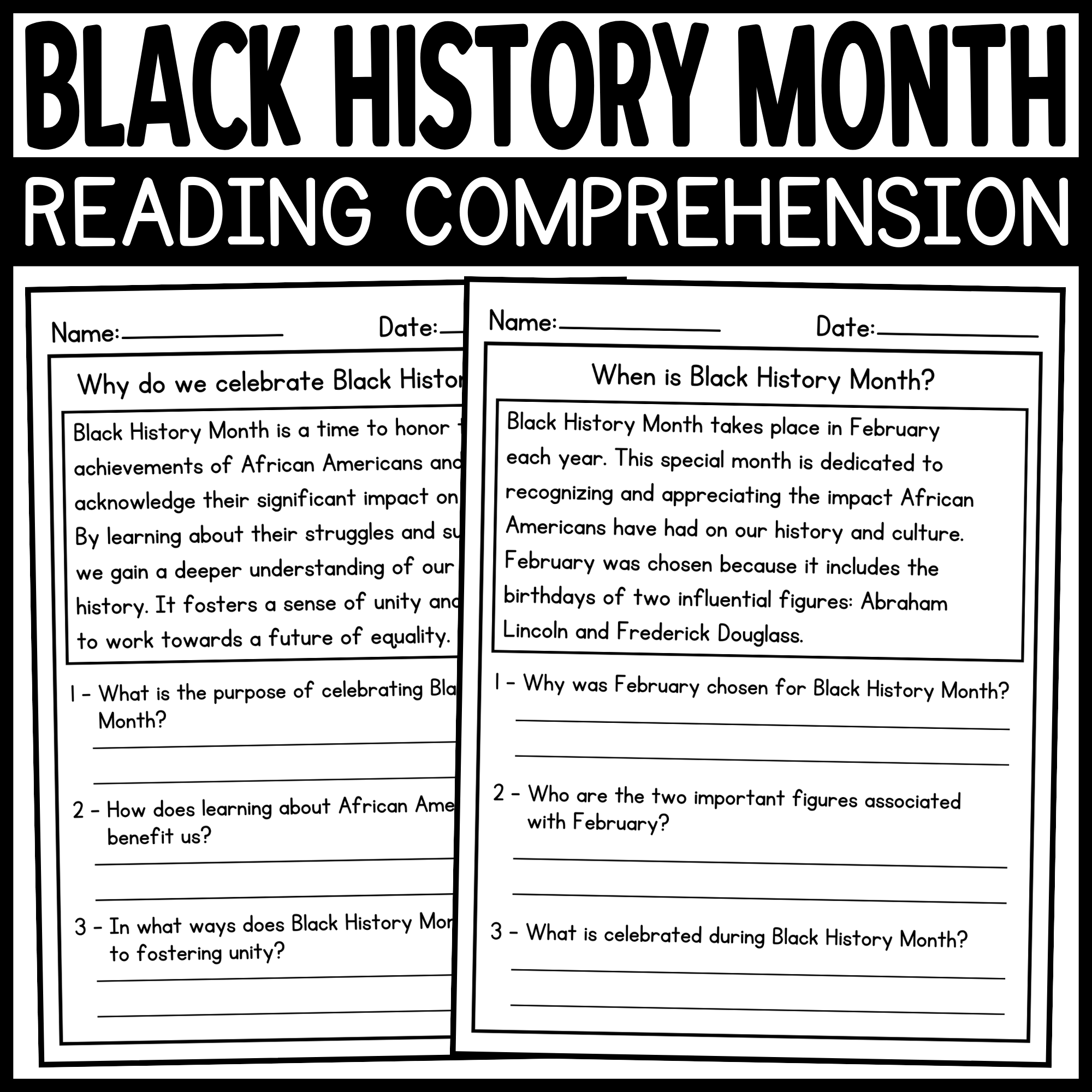 Black History Month Reading Comprehension Passages And Questions Black History Month Activities Made By Teachers Black History Month Reading Comprehension Passages And Questions Black History Month Activities Made By Teachers