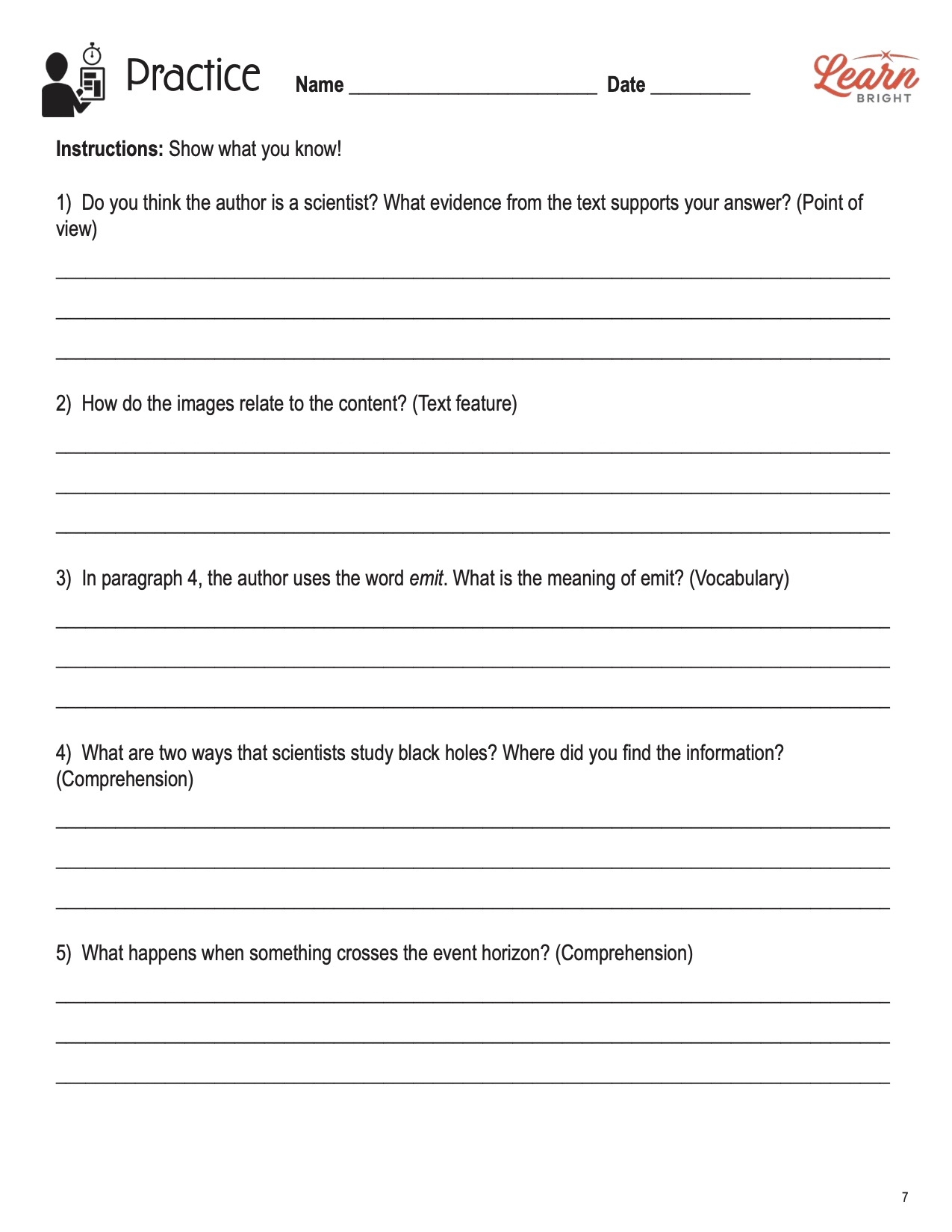 Black Holes STEM Free PDF Download Learn Bright