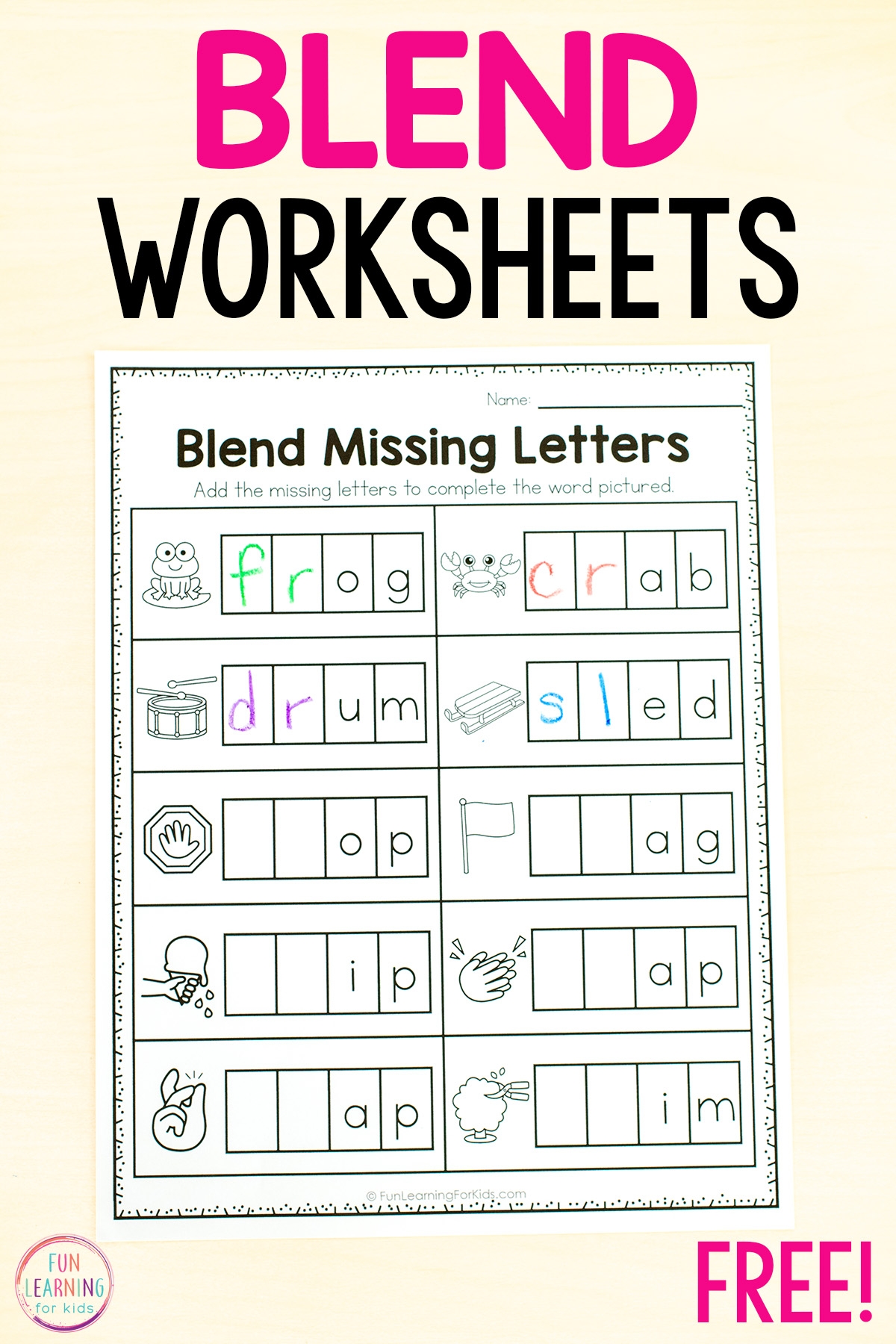 Blend Words Missing Sound Worksheets For Phonics Practice