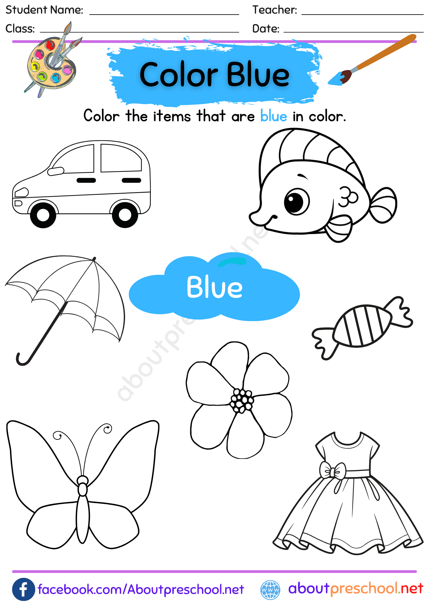 Blue Archives About Preschool Worksheets Library