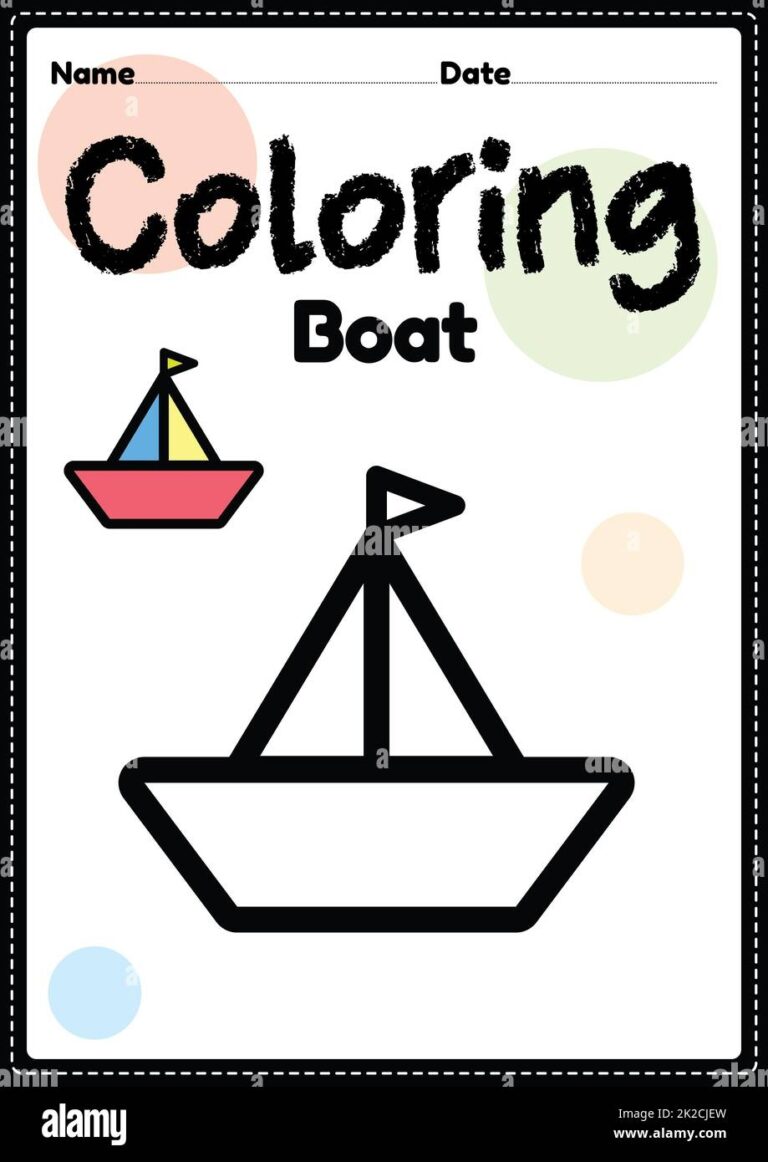 Boat Coloring Page Picture Worksheet For Preschool Kindergarten