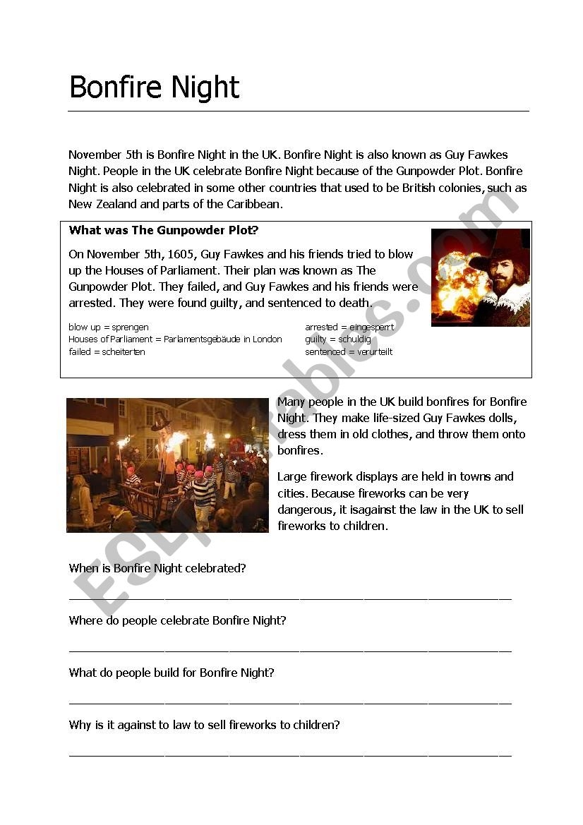 Bonfire Night ESL Worksheet By Moni reis Bonfire Night ESL Worksheet By Moni reis