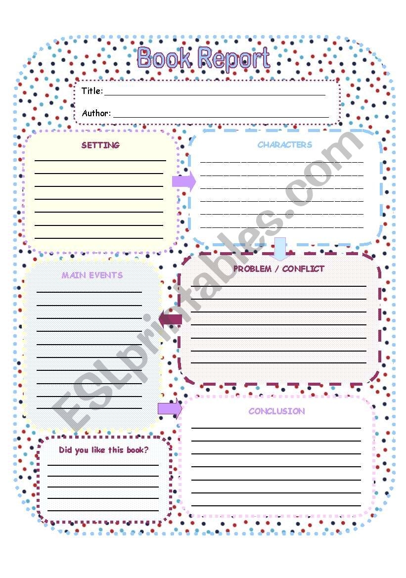 Book Report ESL Worksheet By Anna P