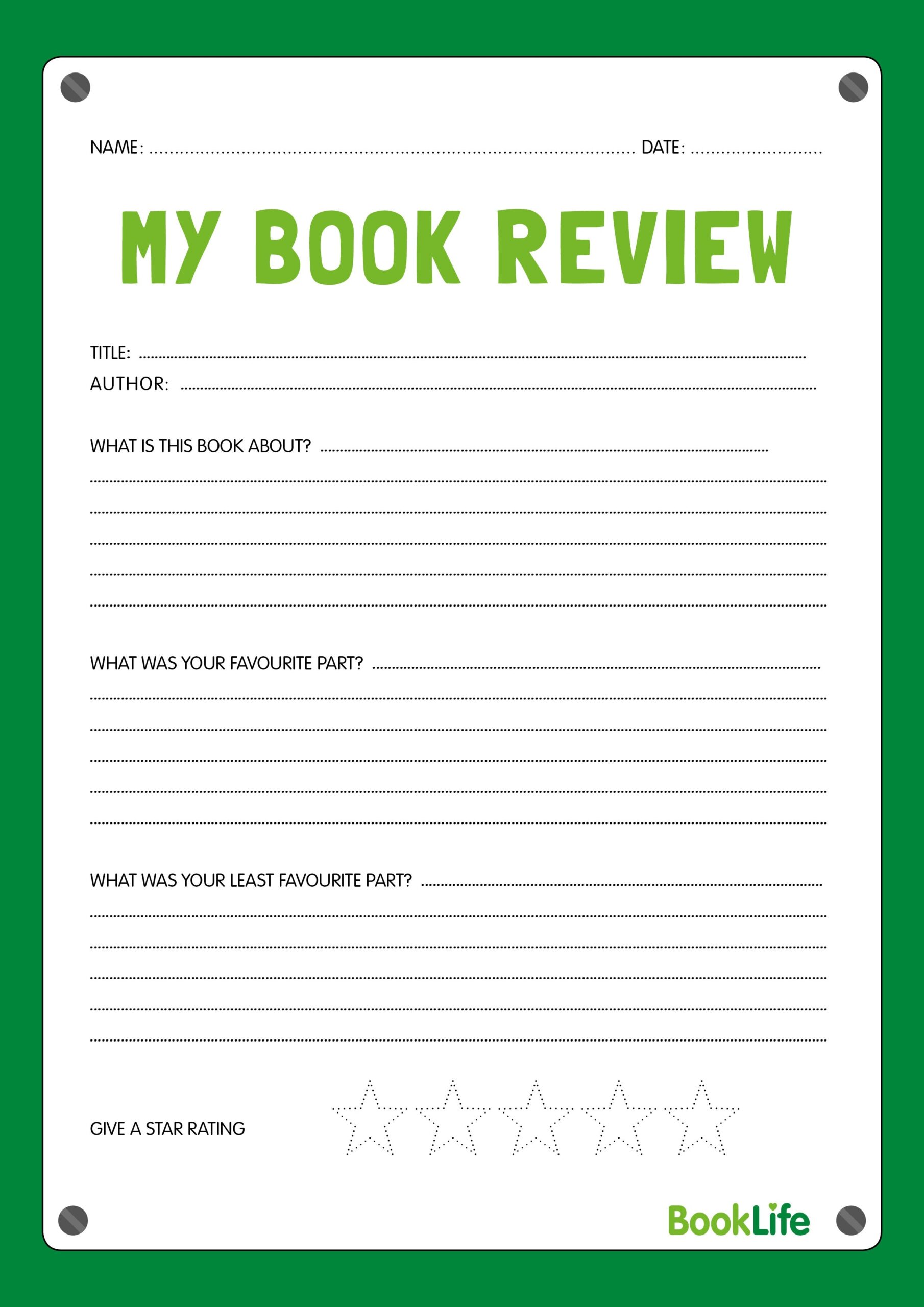Free Printable Book Review Worksheets
