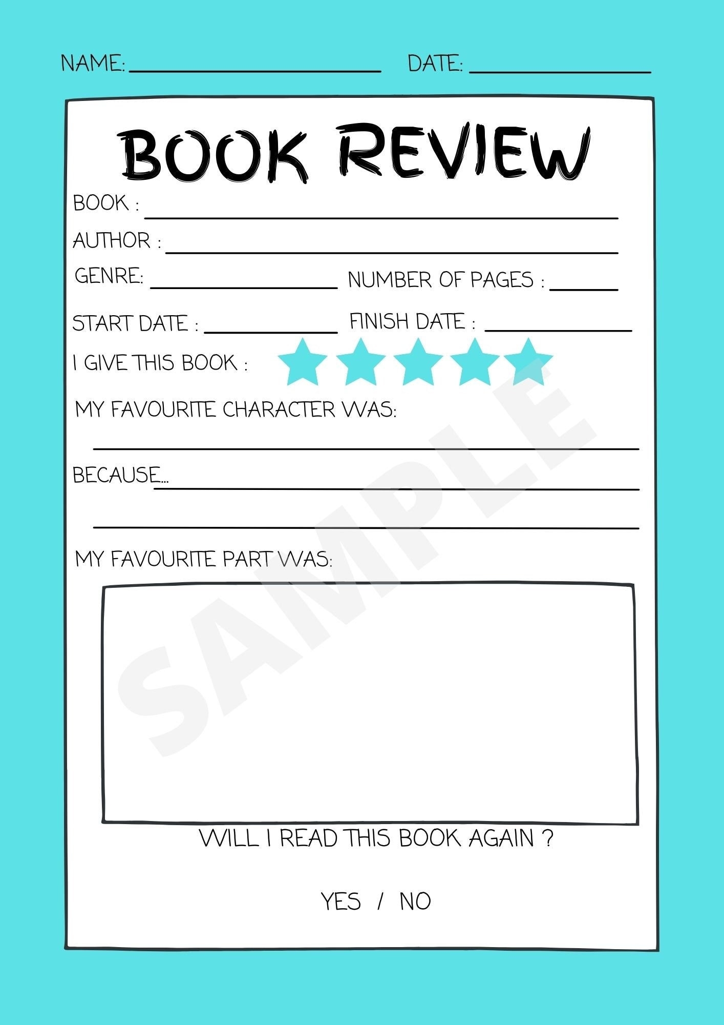 Book Review Worksheet Children U0026 Adult Printable Worksheet Planner Page
