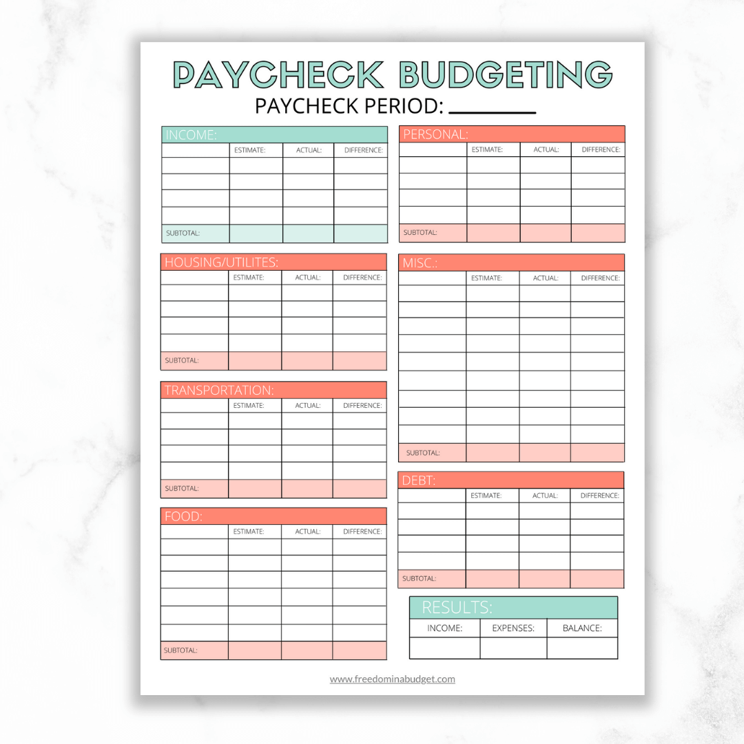 Budget By Paycheck Printable Template Budget By Paycheck Printable Template