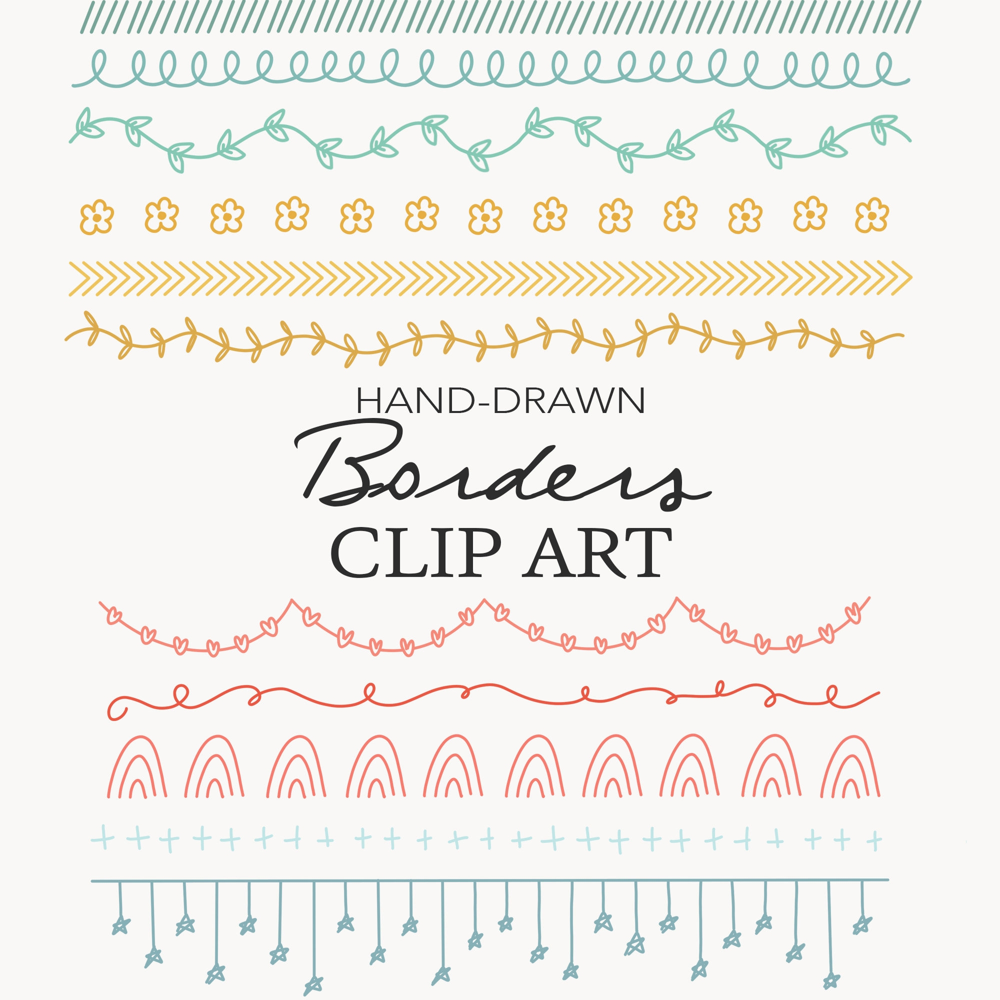 Buy Borders Clip Art Hand Drawn Borders Dividers Graphics 11 Designs Cute Clip Art Kids Borders Heart Border Star Border Rainbow Border Online In India Etsy