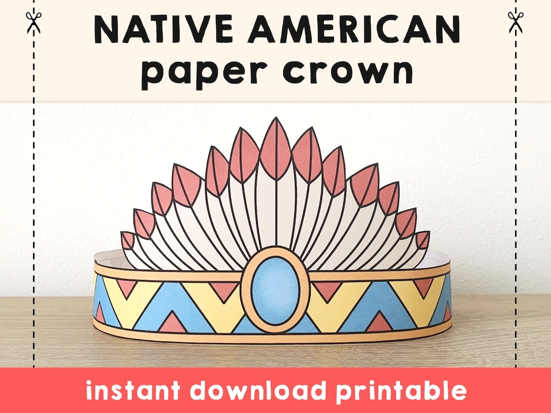 Buy Native American Paper Craft Headdress Crown Party Template Printable Kids Indian Birthday Decor Printable Favor Pdf Costume Instant Download Online In India Etsy