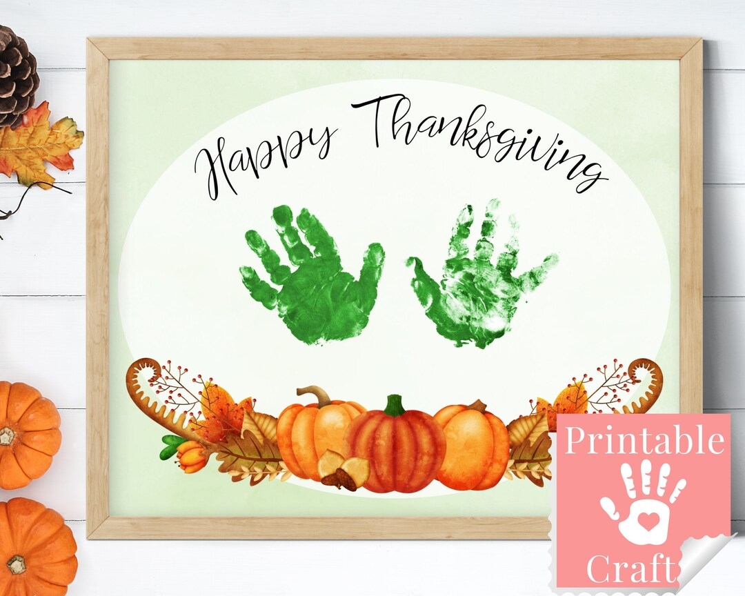 Buy Thanksgiving Crafts For Kids Happy Thanksgiving Card For Grandparents Watercolor Hand Print Art Printable Keepsake Online In India Etsy