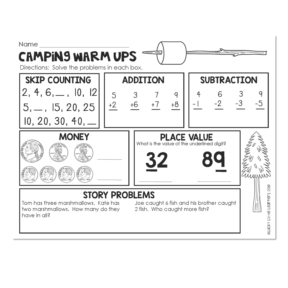 Camp Read A Lot Math Warm Ups 1st Grade Lucky Little Learners Camp Read A Lot Math Warm Ups 1st Grade Lucky Little Learners