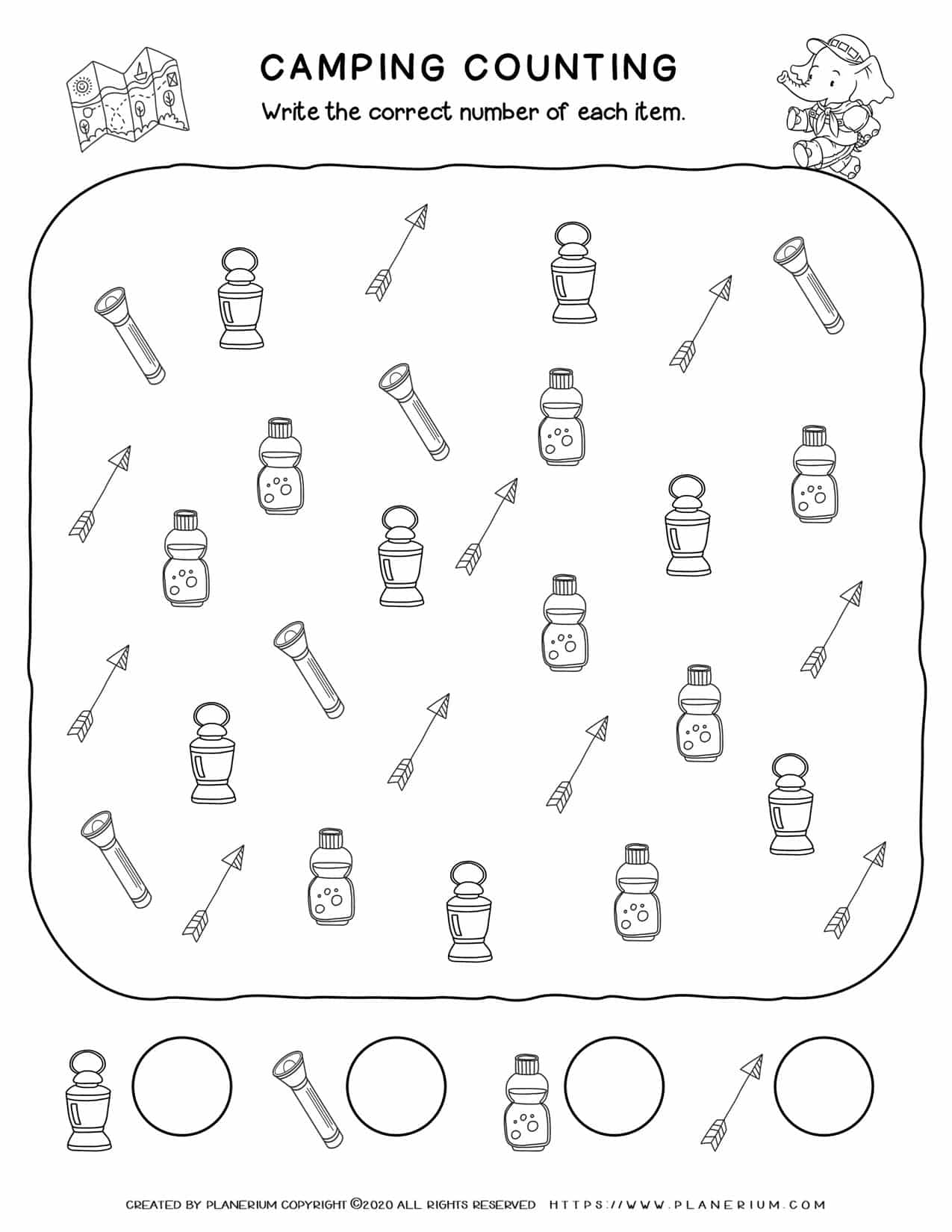 Camping Worksheet Counting Objects Planerium Camping Worksheet Counting Objects Planerium
