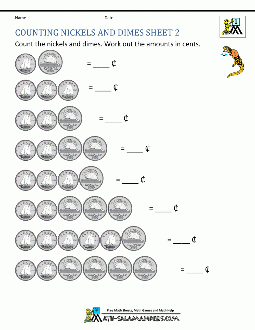 Canadian Money Worksheets Canadian Money Worksheets