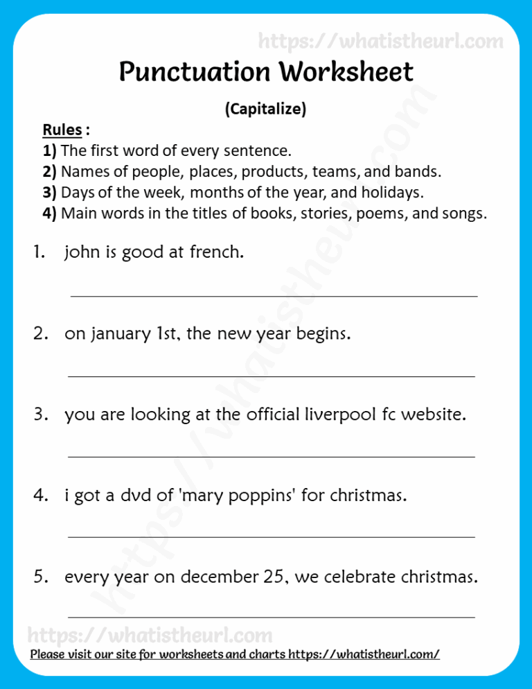 Capitalization Worksheet For 3rd Grade punctuation Your Home