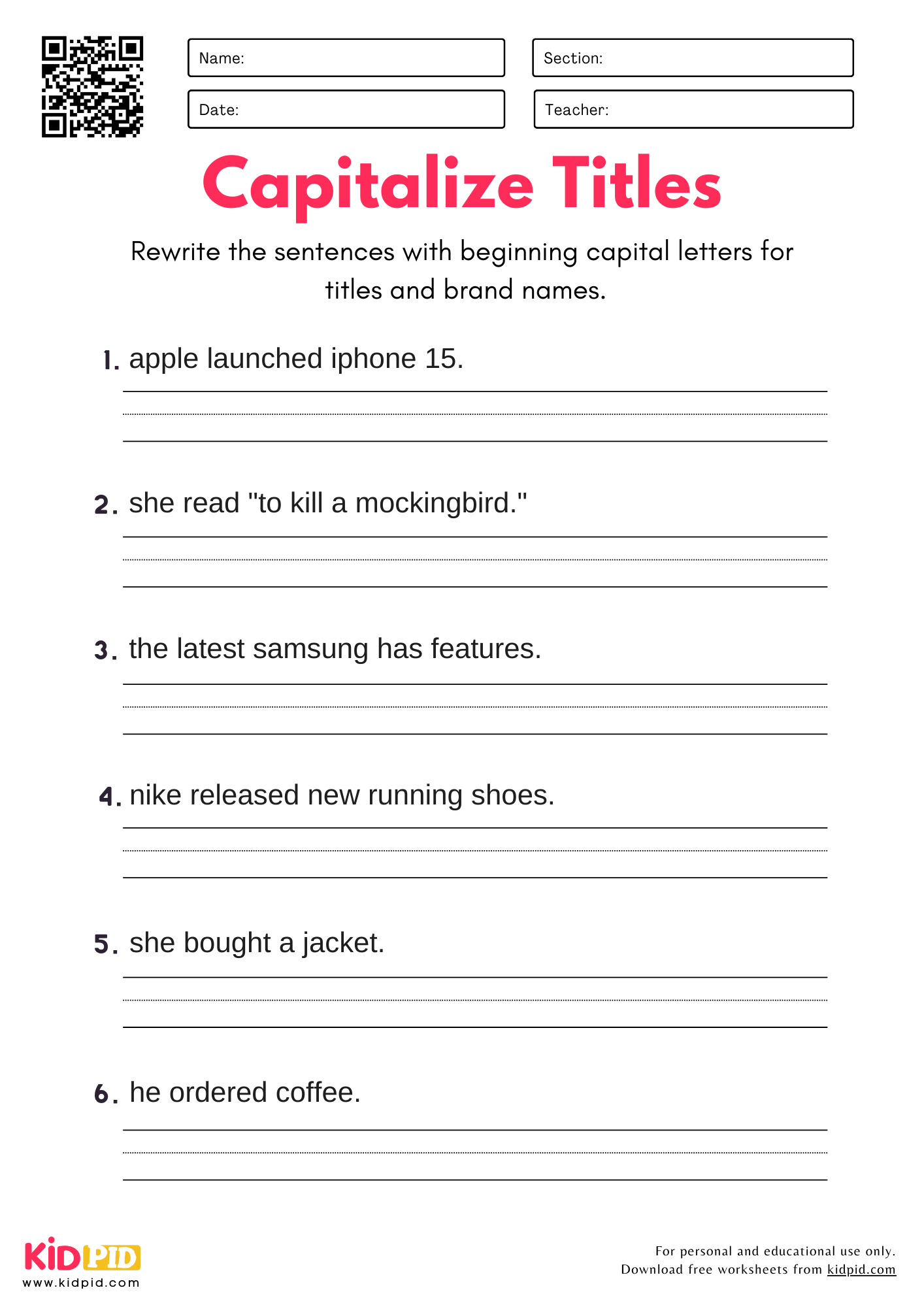 Capitalization And Punctuation Worksheets Free Printable Capitalization And Punctuation Worksheets Free Printable