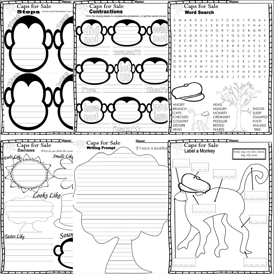 Caps For Sale Book Companion Reading Comprehension Worksheets Caps For Sale Book Companion Reading Comprehension Worksheets