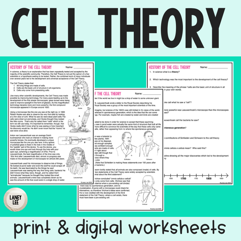 Cell Theory Reading Comprehension Worksheets Laney Lee Cell Theory Reading Comprehension Worksheets Laney Lee