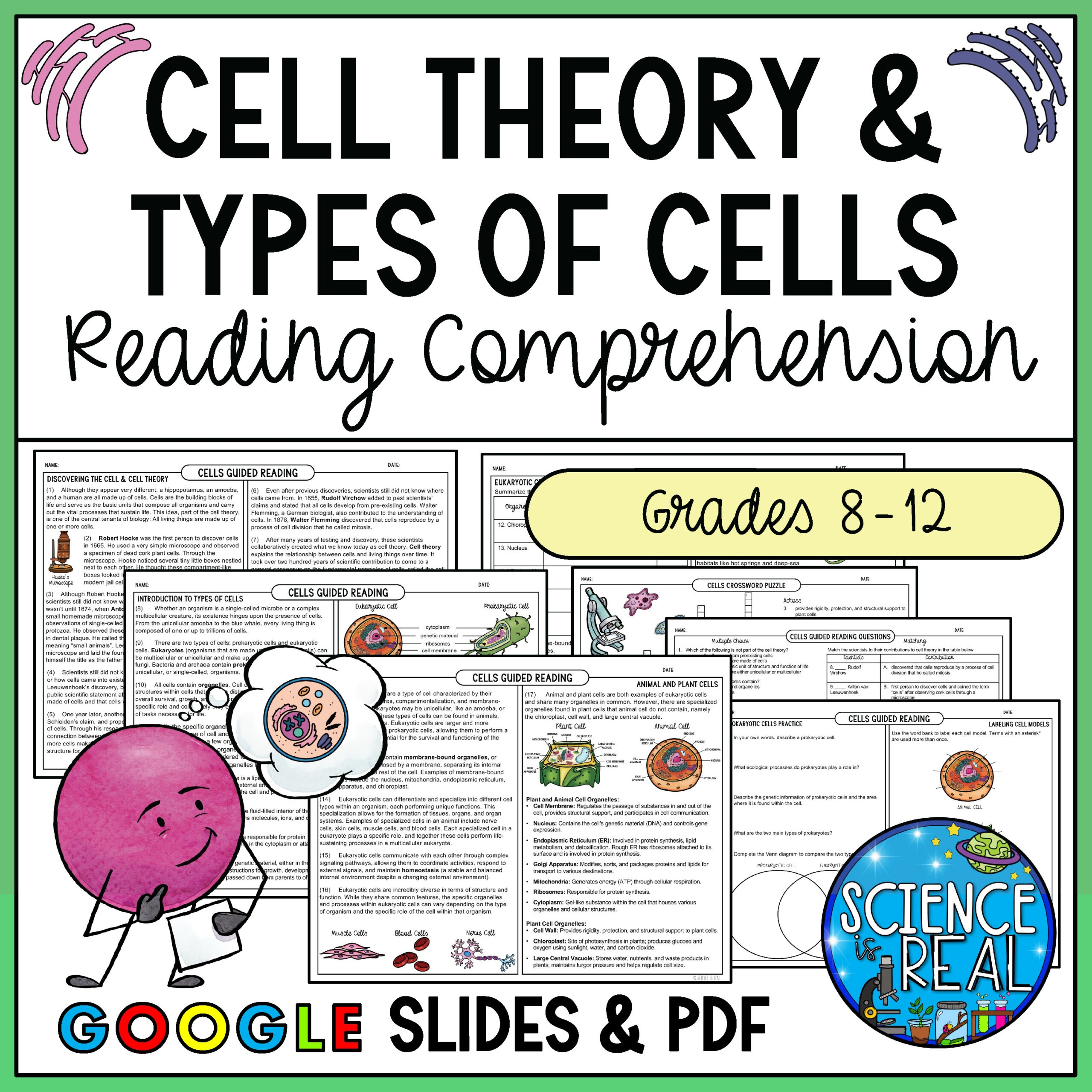 Cells Reading Comprehension Cell Theory Types Of Cells And Cells Reading Comprehension Cell Theory Types Of Cells And